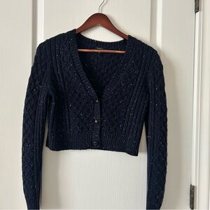 Talbots Midnight Blue Textured Cardigan